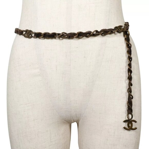 CHANEL Chain belt belt A07928Y02269 Vintage processing COCO Mark MARRON Br... - Picture 1 of 12